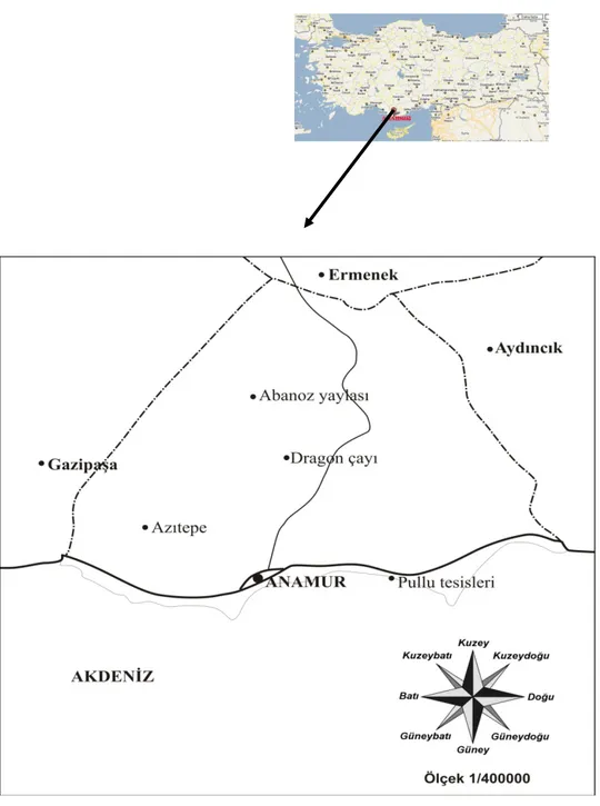 Şekil 1: Anamur (Mersin) haritası 