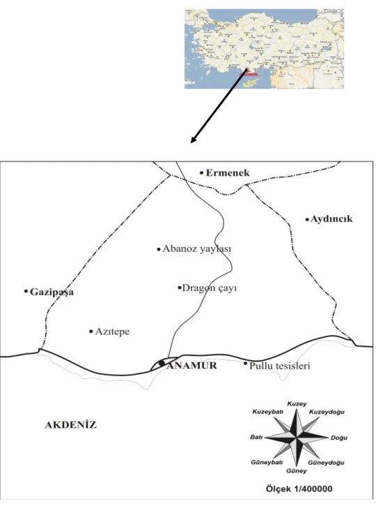 Şekil 1: Anamur (Mersin) haritası 