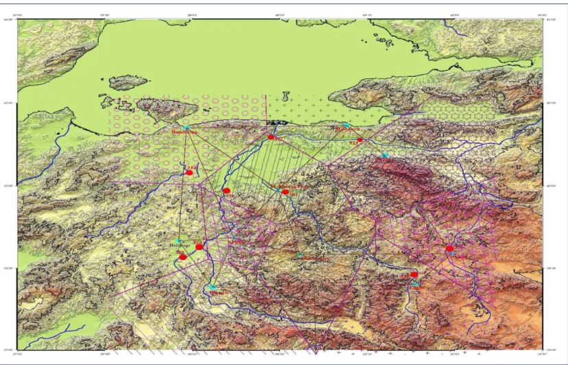 Şekil 4.1. Havza üzerindeki meteoroloji istasyonları ile oluşturulan Thiessen Çokgeni