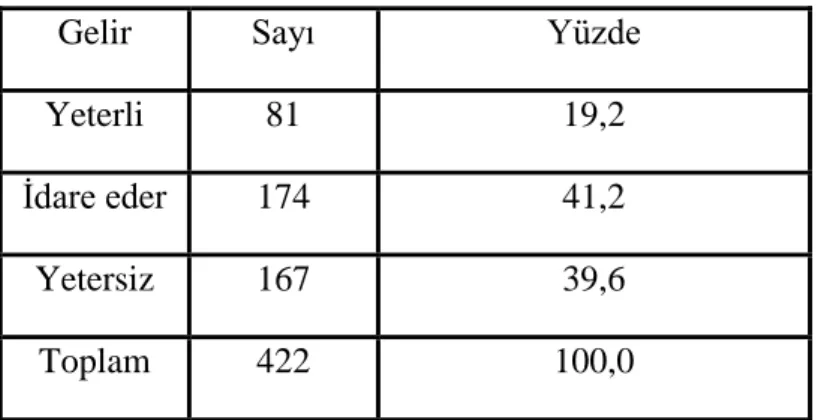 Tablo 5.1.8. Hastaların Şu Andaki Gelirlerinin Geçimlerini Sağlamaya  Yetip/Yetmediği Durumu 