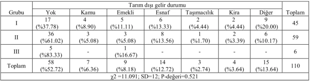 Çizelge 4.3. Tarım işletmelerinin tarım dışı gelir durumu 