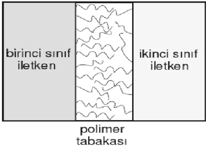 ġekil 1.13 Metal-polimer ve polimer-çözelti ara yüzeylerinin Ģematik gösterimi 