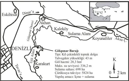 Şekil 1. Gökpınar barajının yer bulduru haritası.  Figure 1. Location map of Gökpınar dam site