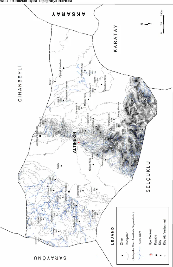 Şekil 4 : Altınekin İlçesi Topografya Haritası 