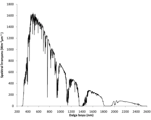 Şekil 1.3. Global solar spektrum (NREL) 