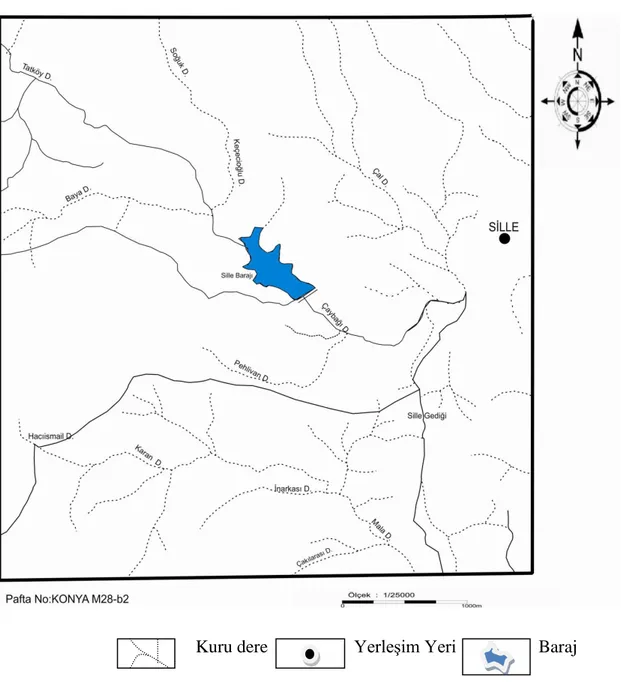 ġekil 1.2. Sille Barajı ve çevresine ait akarsu ağı haritası