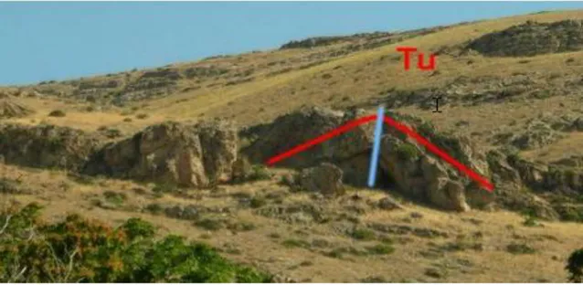 ġekil  1.9.  Ulumuhsine  formasyonu  kireçtaşlarında  gözlenen  kıvrım  yapıları  (Sille  Barajı‟nın  kuzeydoğusu, Kedileryaylası Tepe) 