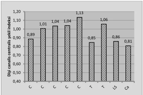 Şekil 3.6. Substantia alba ve substantia grisea hacminin medulla spinalis hacmine  oranları