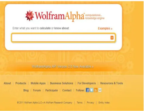 Şekil 3.5. Wolfram|Alpha bilgi motoru arama çubuğu 