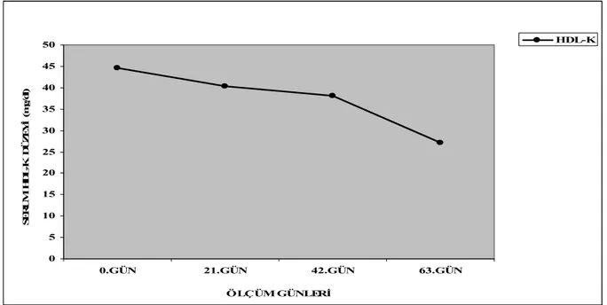 Grafik 4.4. Beslenme ve askeri eğitimin, serum HDL-K düzeyine etkisi.  