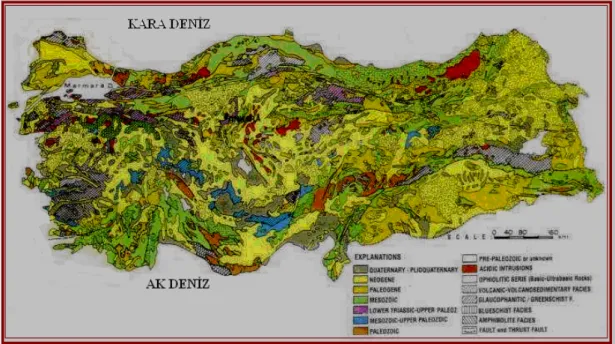 Şekil 1.1. Türkiye Jeoloji Haritası. 