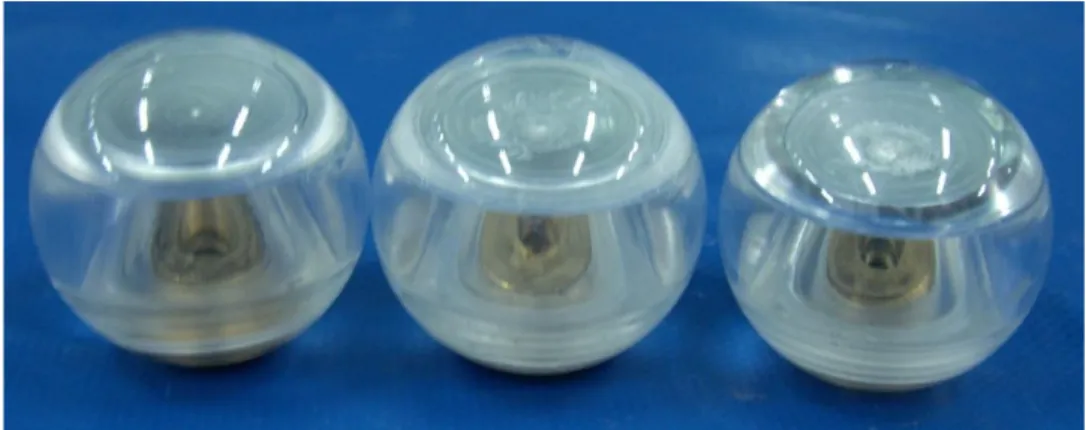 Şekil 3.2. PIV deneylerinde kullanılan akrilik malzemeden yaptırılmış küreler. 