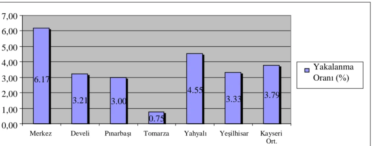 ġekil 4.2. Kayseri ili şeker pancarı ekim alanlarında örnekleme yapılan bitkilerde 2.vejetasyon (sıraların  kapanması-yumru oluşumu) döneminde fungal hastalıklara yakalanma oranları 