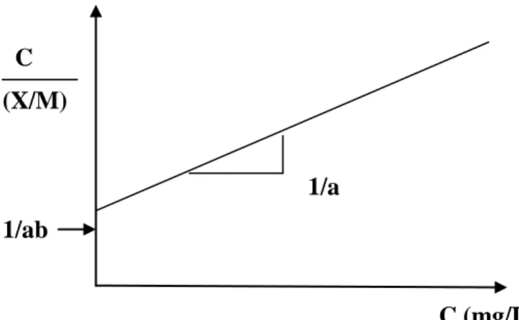 ġekil 2.1.  Langmuir adsorpsiyon izoterminin grafiksel ifadesi (Alley, 2000). 