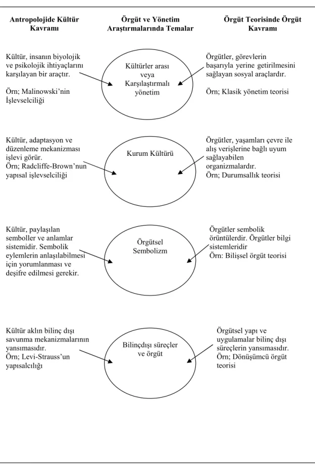 Şekil 2: Kültür teorisi ve örgüt teorisinin kesişimi (Wright, 1994).