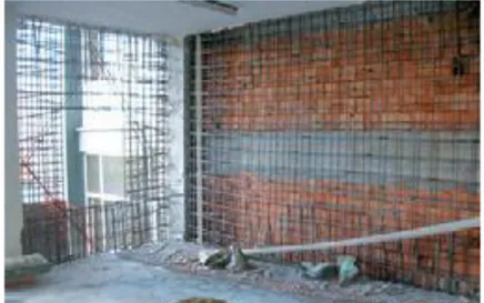 Şekil 1.7. Dolgu Duvarların Hasır Çelik Donatılı Özel Sıva ile Güçlendirilmesi 