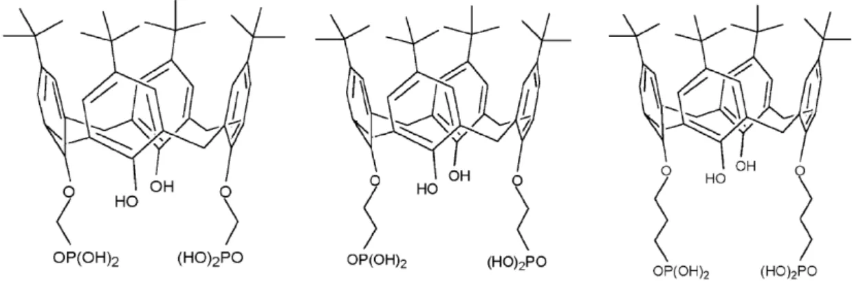 Şekil 1.26.  p-ter-Bütilkaliks[4]aren’in fosfonik asit grubu taşıyan türevleri 