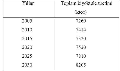 Çizelge 1.1. Türkiye‘de günümüzdeki ve planlanan biokütle enerji üretimi (Acaroğlu,2005)