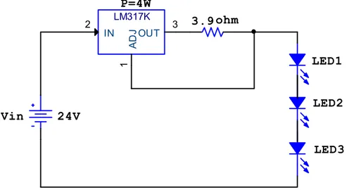 Şekil 4.7. LM317 ile güç LED sürücü devresi 