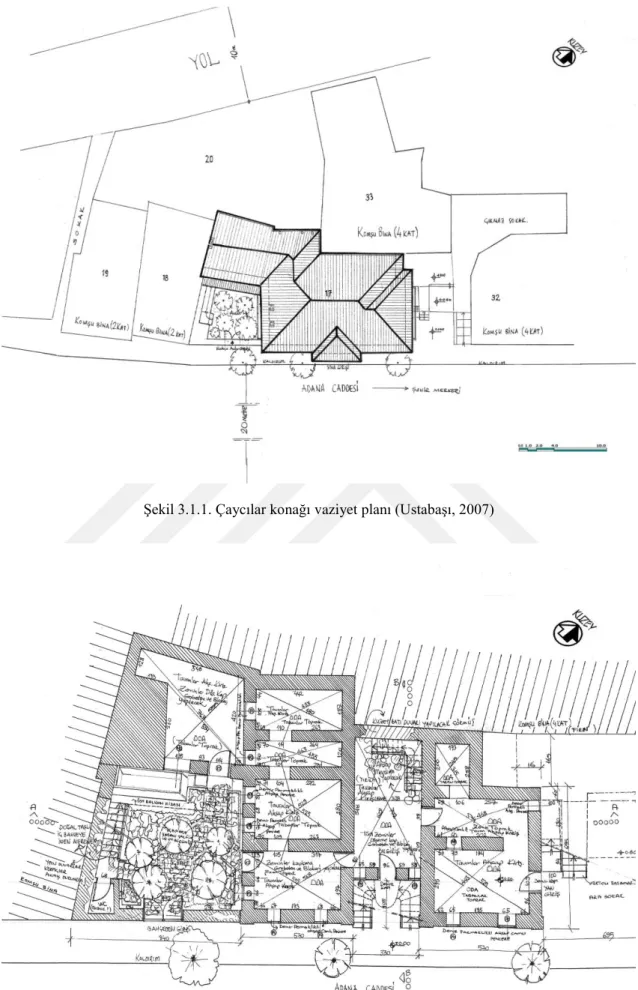 Şekil 3.1.1. Çaycılar konağı vaziyet planı (Ustabaşı, 2007) 