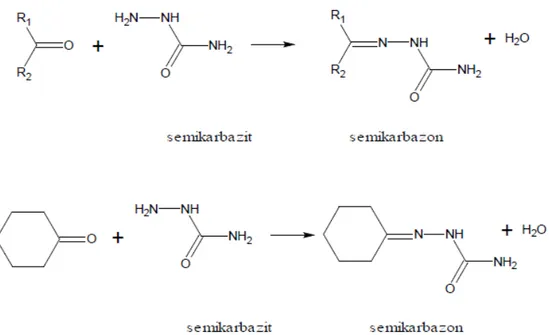 Şekil 2.3. Semikarbazit’lerin aldehit ve ketonlar ile kondenzasyonu 