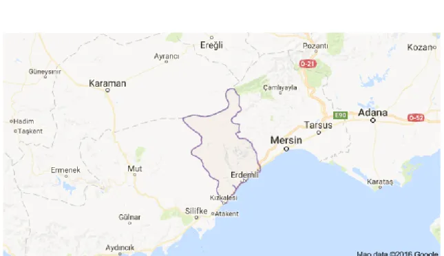 Şekil 3.1.Mersin İli-Erdemli ilçesi Haritası 