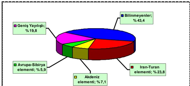 Şekil 6.1. Araştırma alanındaki taksonların floristik element spektrumu 