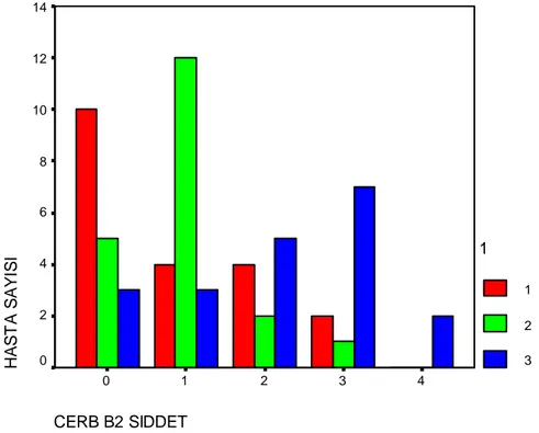 Grafik 4.4: Benign, borderline ve malign grupta cerbB-2 boyanma şiddeti 