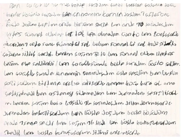 Şekil 1. A.O.’nun kendi el yazısı ile yazdığı kompozisyonun görüntüsü