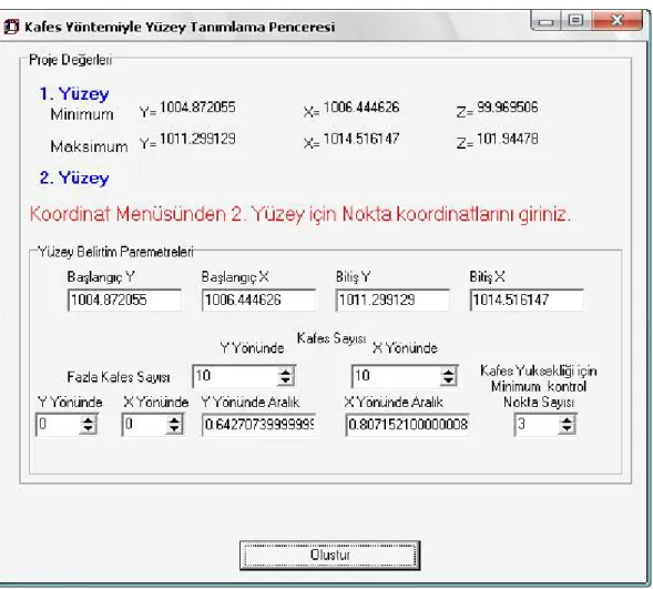 Şekil 4-2 Yüzey Tanımlama Penceresi 