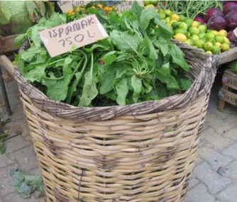 Şekil 60: Spinacia oleracea ’nın yöredeki  Cuma pazarında satışa sunulmuş  şeklinin  görüntüsü