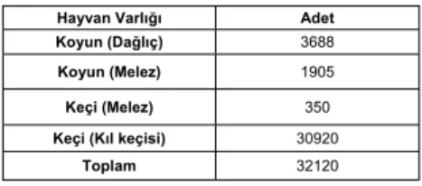 Tablo 4.18: Yük ve Çeki Hayvan Varlı÷ı (2005)