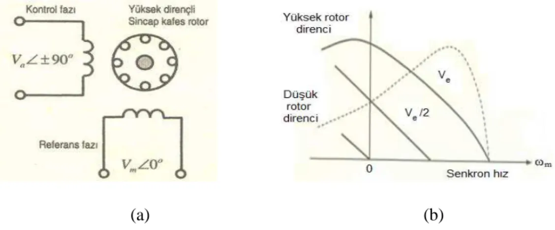 Şekil 4.15. a) Đki fazlı AC Servo motor b) Motorun moment-hız grafiği 