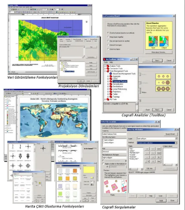 ġekil 2.4. ArcMap uygulamalarından genel bir görünüm 