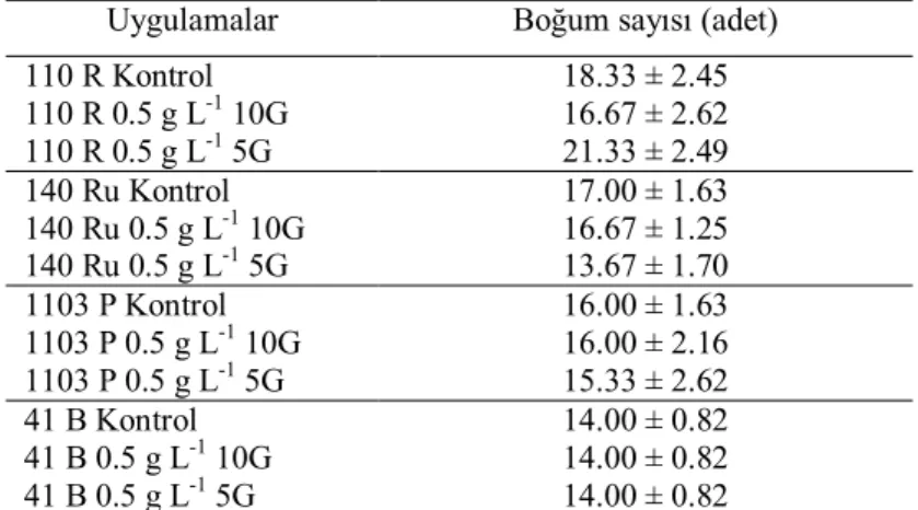 Şekil 4.1. KMZ uygulamalarının boğum sayısına etkileri