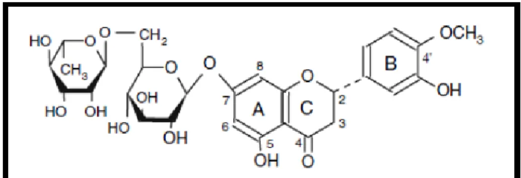 Şekil 1.7. Hesperetinin Kimyasal Yapısı (Etcheverry ve ark 2008). 