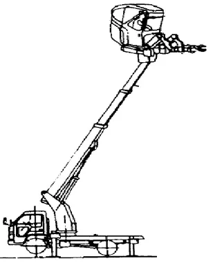ġekil 2.2 Araç üstü mobil hidrolik iĢ platformu elektrik direklerinin tellerinin yerleĢimi için kullanılan  özel platform tasarımı (Ohnishi ve ark.1992) 