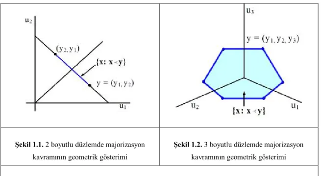 Şekil 1.1. 2 boyutlu düzlemde majorizasyon  kavramının geometrik gösterimi 