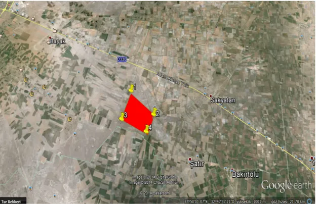 Şekil 3.7.  Çalışma alanının Sakyatan ve Başak mahellelerine göre konumu 