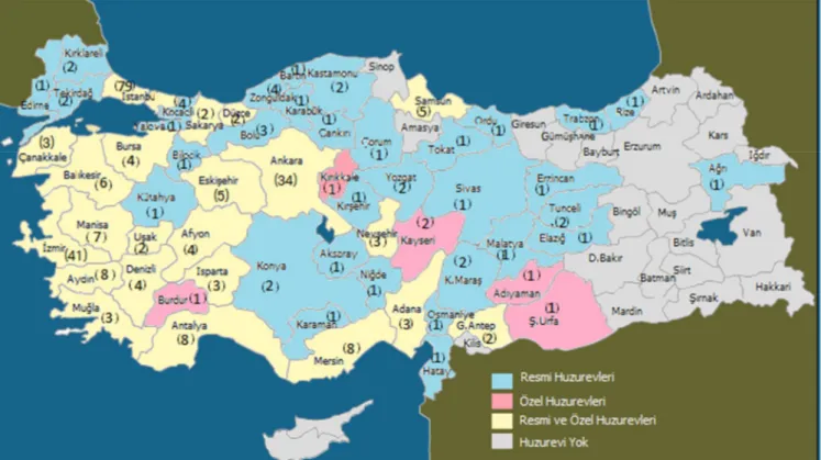 Tablo 4 Türkiye'de huzurevinin illere göre dağılımı.
