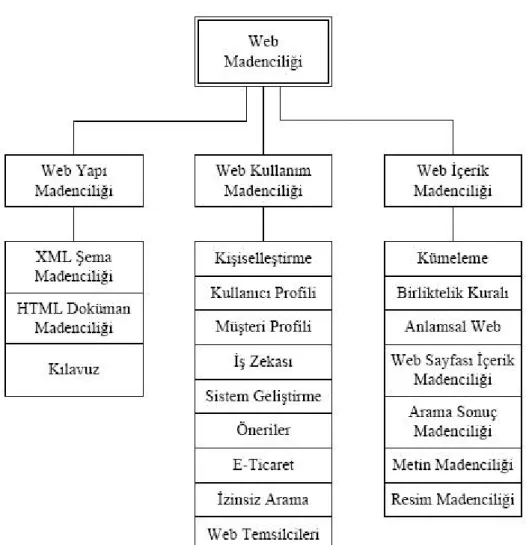 Şekil 3.2. Web Madenciliğinin Sınıflandırılması(Daş R.,2006) 