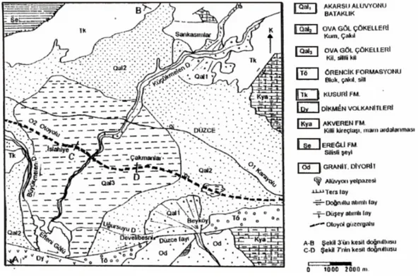 Şekil 4. Çalışma alanının jeoloji haritası [11] 