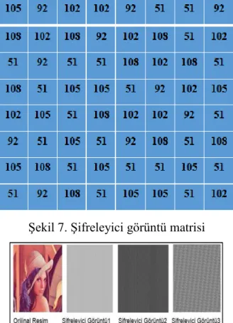Şekil 7. Şifreleyici görüntü matrisi 