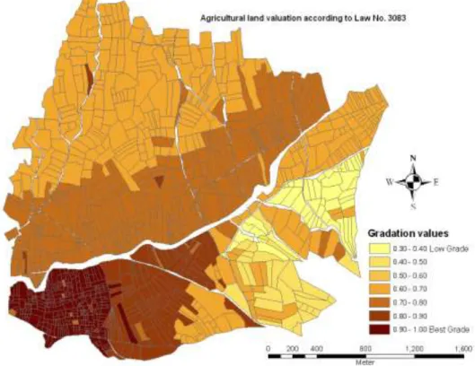Figure 4a. Land valuation maps according to Law no. 3083. 