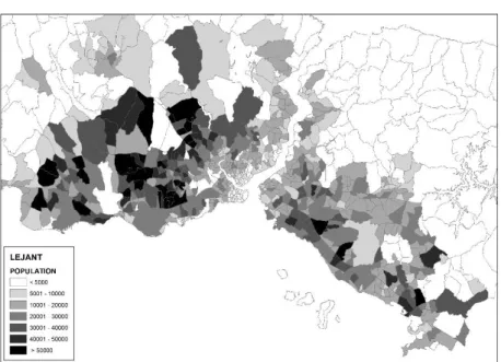 Figure  1.  Spatial  Distribution  of  Different Size Neighbourhoods  