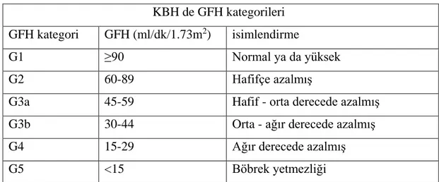 Tablo 1.2. KBH Evreleri/ GFH Kategorileri 