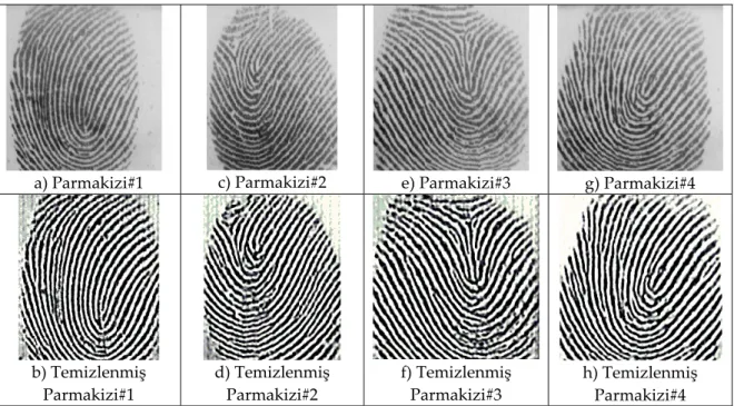 Şekil 5. ZOPTS parmakizi temizleme metodunun farklı parmakizi resimleri için ürettiği sonuçlar
