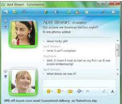 Şekil  3.3.5.2.2.  Windows  Live  Messenger  Anlık  Konuşma  Penceresi  Ekranı  Reklam  Uygulamaları 