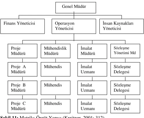 Şekil 11: Matriks Örgüt Yapısı (Kreitner, 2001: 312) 