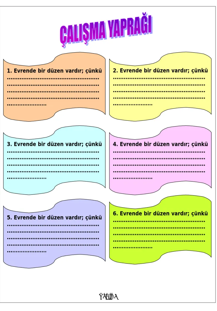 Tablo 5 1. Evrende bir düzen vardır; çünkü